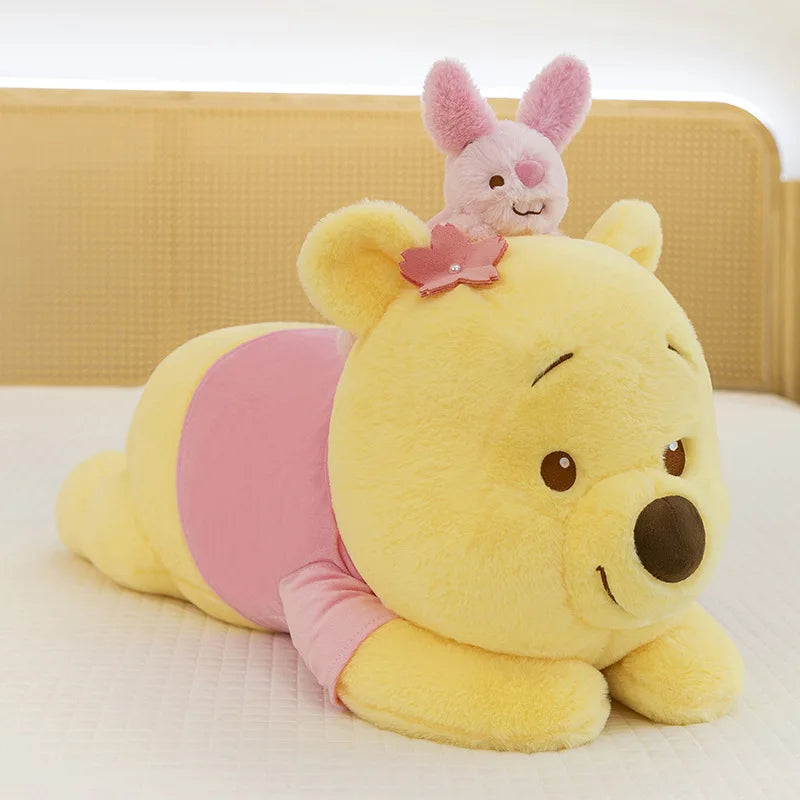 80cm New Cherry Blossom Series Kawaii Stitch Plush Toy Stuffed Doll Cute Winnie Dumbo Sitting Figure Kids Birthday Xmas Gift