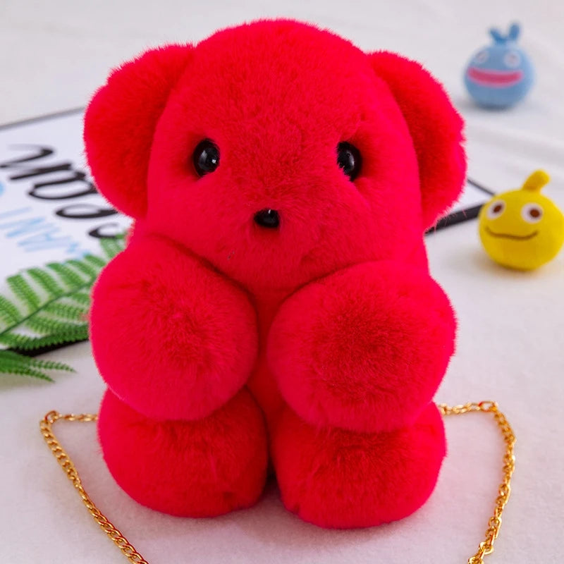 Cute Bear Plush Crossbody Backpack Soft Cartoon Shoulder Bag