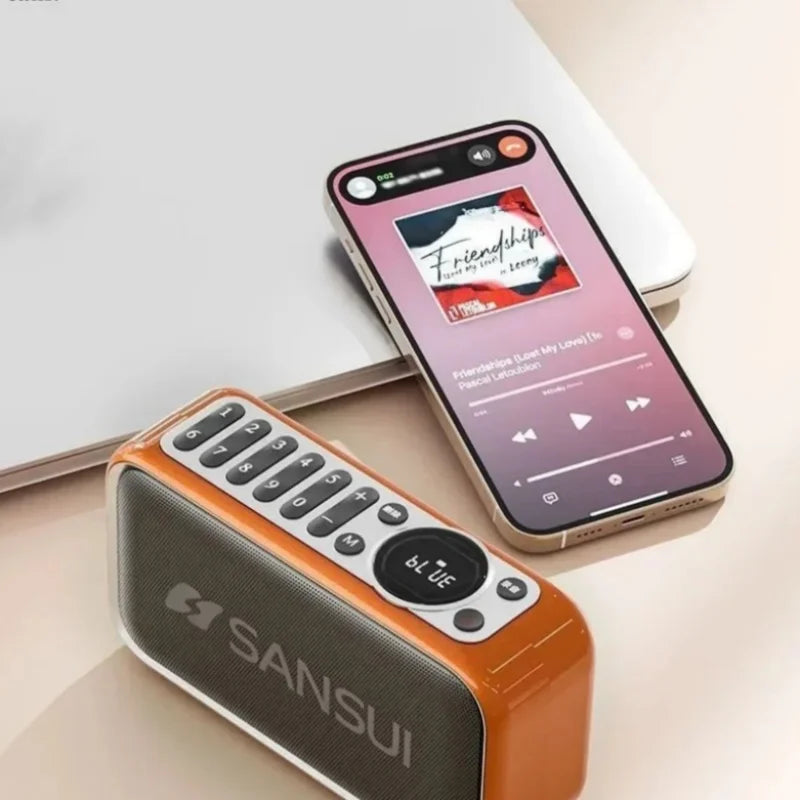 SANSUI F35 portable stereo bass Bluetooth speaker SANSUI F35 retro speaker mini plug-in portable music player supporting TWS AUX