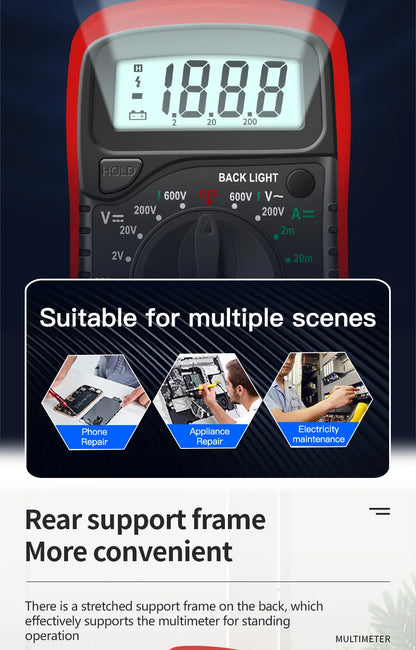 Digital Multimeter AC/DC Ammeter Volt Ohm Multimetro Tester Meter With Thermocouple LCD Backlight Portable