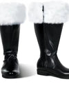 Christmas Santa Claus Boots Cosplay Black Leather Shoes White Plush Cuff Shoes Halloween Christmas Suitable For Men And Women