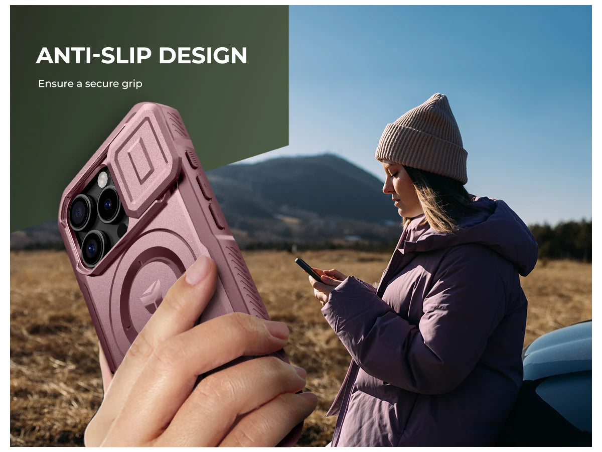For iPhone 16 Pro Case with MagSafe Rugged Armor Shockproof  with Built-in Sliding Camera Cover Built-in Screen Protector holder