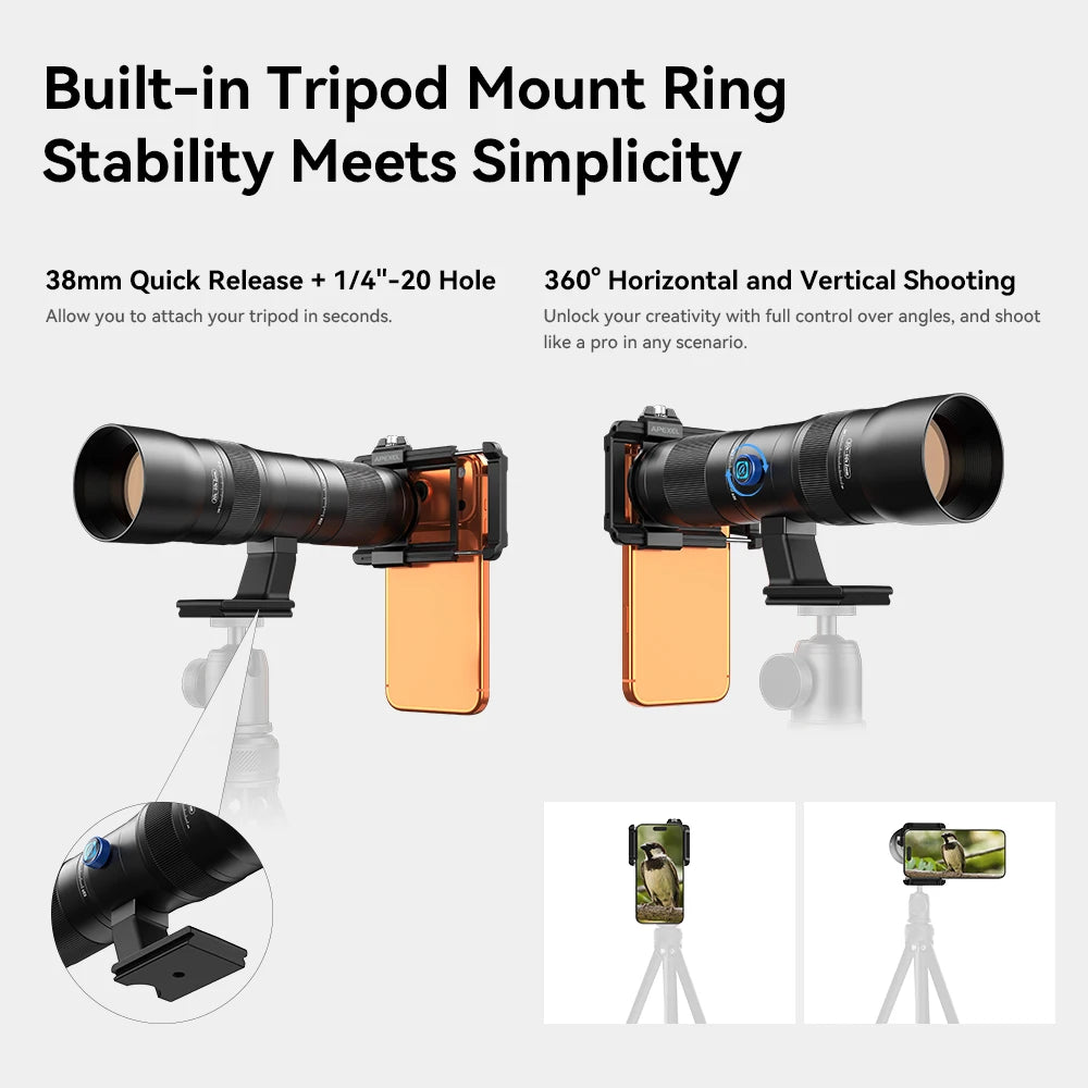 20X to 60X HD Mobile Phone Telephoto Zoom Lens with Universal Clip