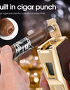 Cigar Lighter Ashtray Set 4 Jet Flame Windproof Lighters With Cigar Holder Cigar Punch Refillable Butane Cigar Accessories