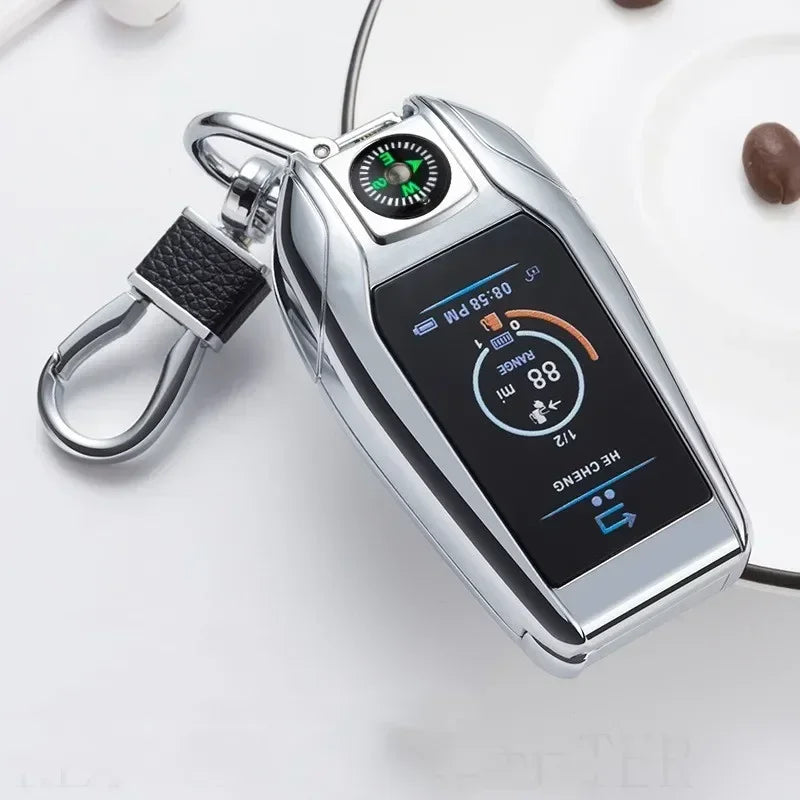 Keychain Windproof Lighter Cool Car Key Model Black Technology Multifunctional Igniter Gift Boyfriend A Trendy Look