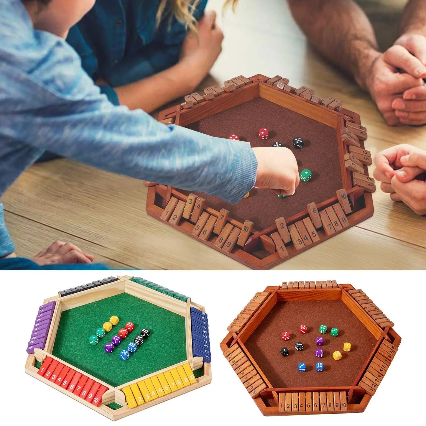 Wooden Shut The Box Dice Game – Six Sided Flipping Number Board