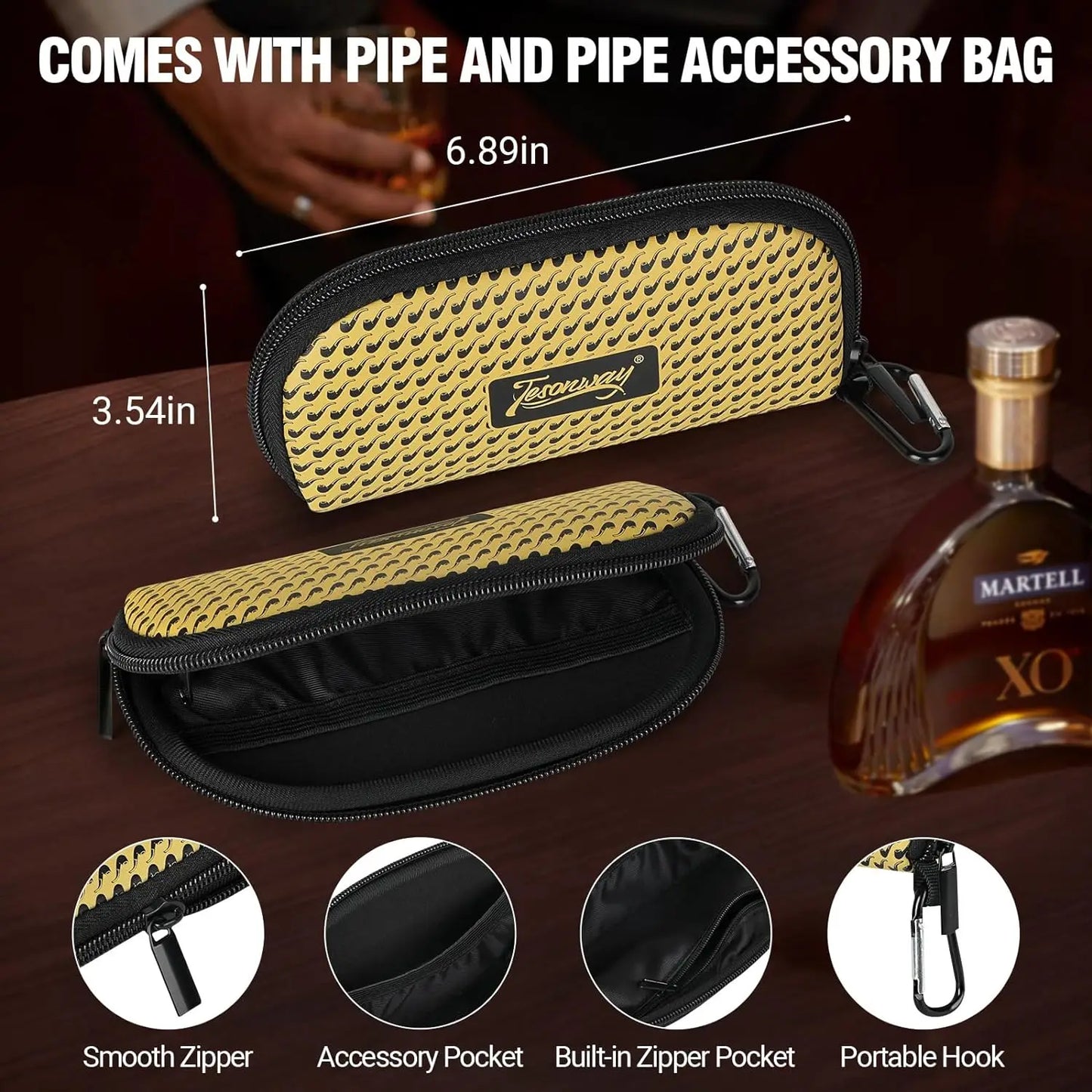 Dual Purpose Red Pipe Set with Pouch, Accessories, Beginner Pipe Kit, Resin Props