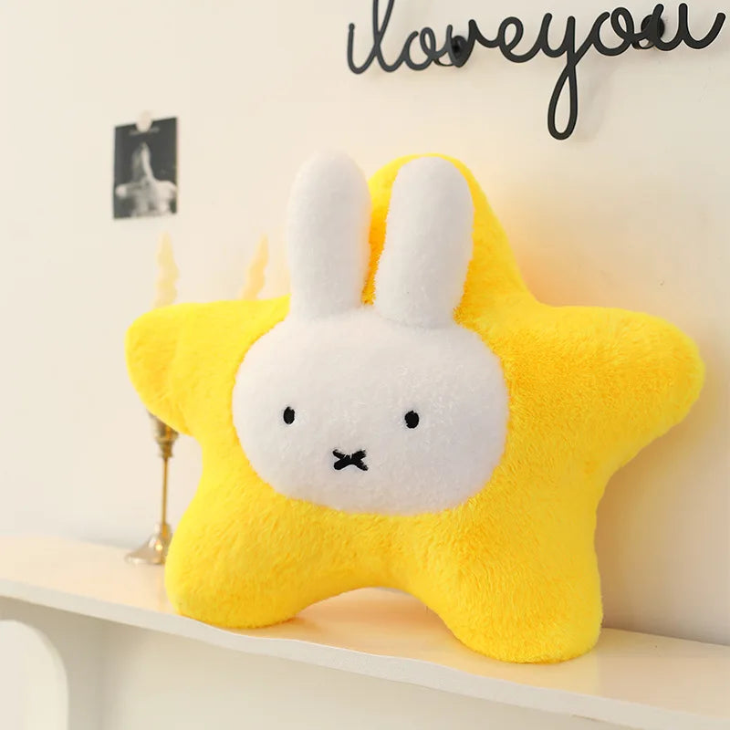 New Kawaii Miffy Stuffed Doll Miffy Star Pillow Plush Toy for Kids Anime Birthday Gift Soft Cuddly Sleeping Buddy for Girls