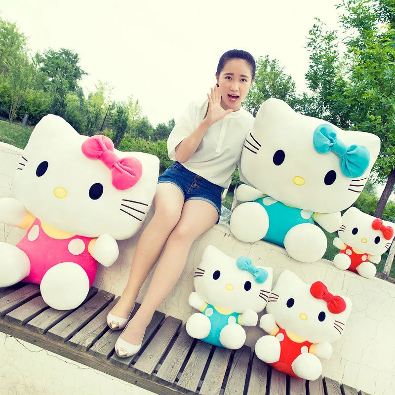 Sanrio Kawaii Hello Kitty Plush Toy KT Cat Stuffed Doll Cute Kitty Soft Toy for Kids Birthday Gift Perfect for Girls and Kids