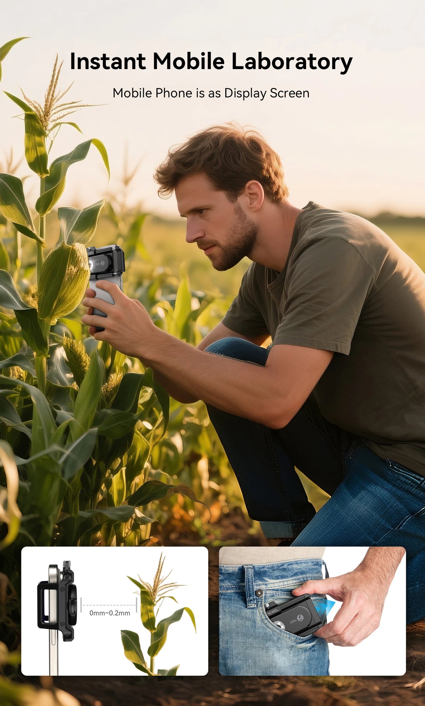 300X Smartphone Microscope Lens with LED and UV Light