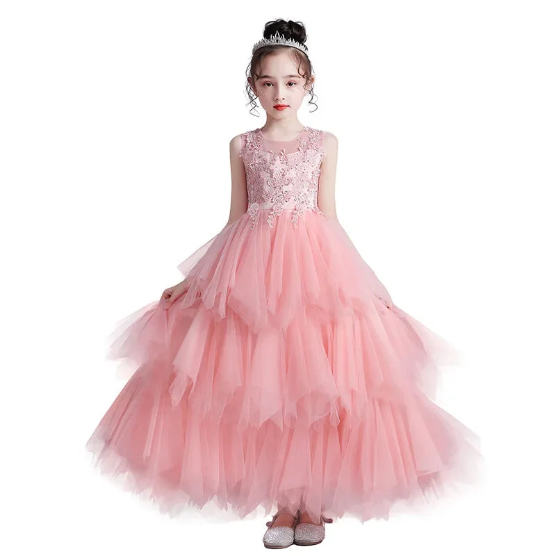 Summer New Girls Party Dresses for Evening Long Puffy Princess Dress Big Child Wedding Dress