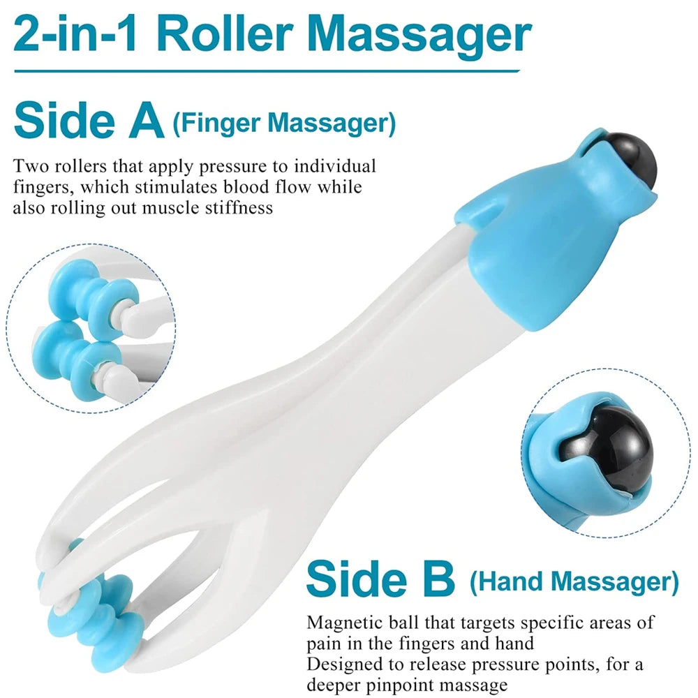 Orange Finger Joints Massager Hand Handheld Blood Circulation Tool Stress Relief Plastic Care Relax Double Rubber Roller Massage