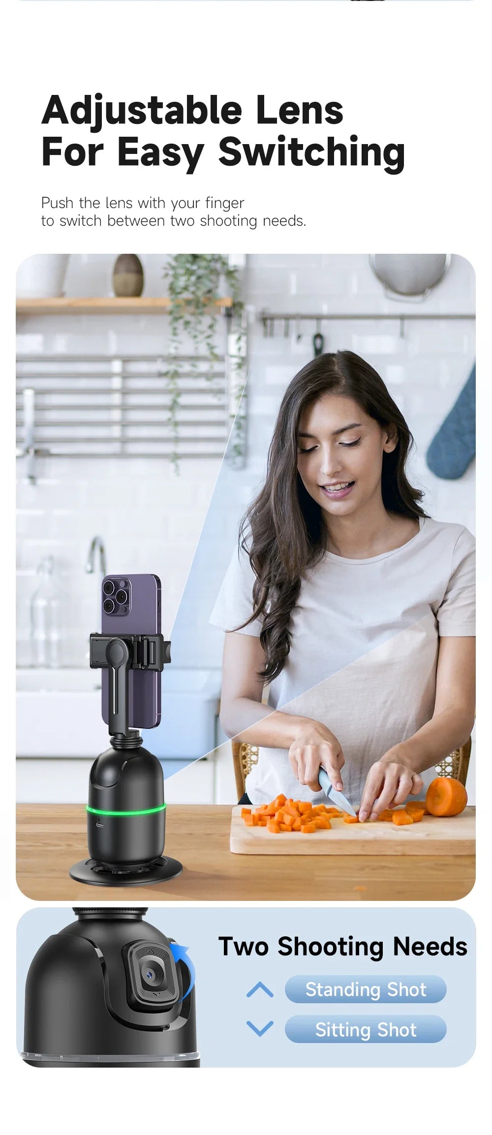 P03 Gimbal Stabilizer for Mobile Phone AI 360 Follow Selfie Stand Face Tracking Desktop Gimbal for Cellphone and Cameras