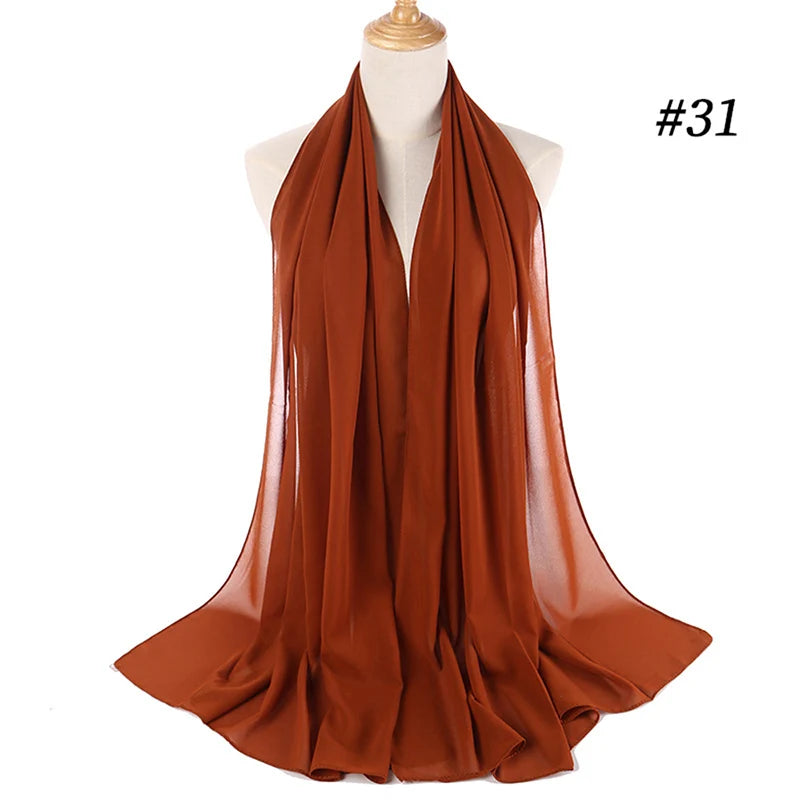Muslim Chiffon Hijab Women Bubble Chiffon Scarf For Women Ladies Veil Muslim Islam Solid Color Malaysia Wrap Scarves