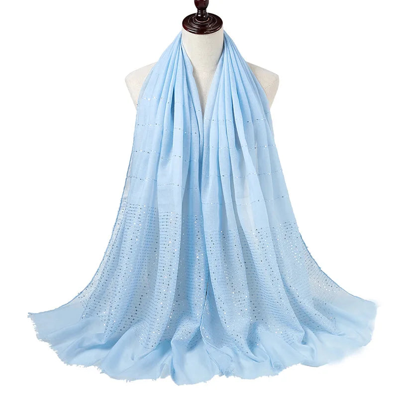 Cotton Hijabs Scarf Muslim Islamic Headscarf For Women Lady Soft Cotton Linen Tassel Sequins Islamic Hijab Shawl Wraps