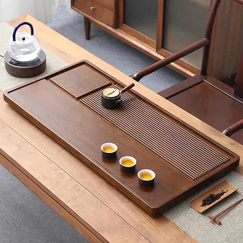 Tea Tray Household Solid Wood Tea Brewing Table Light Luxury High-End Tea Tray Kung Fu Tea Set Office Desk Wooden Tray