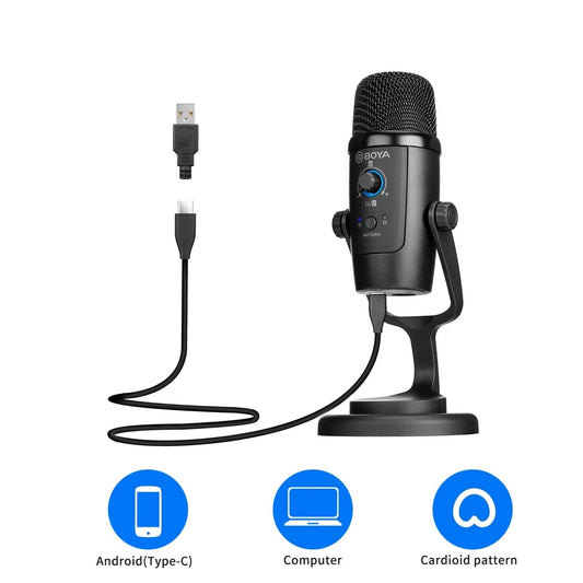 USB Condenser Desktop Microphone For PC Computer Mobile Phone Singing Gaming Streaming Podcasting Recording Mic