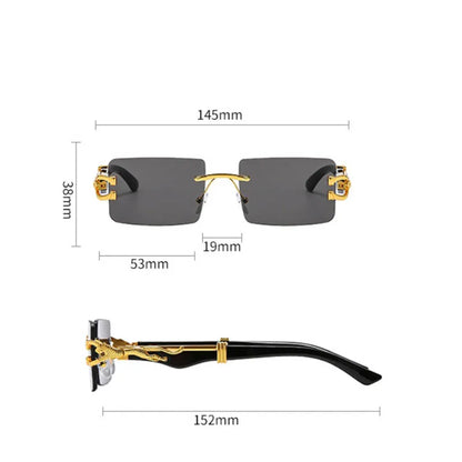 Rimless Sunglasses Women Trendy Square Sunglasses