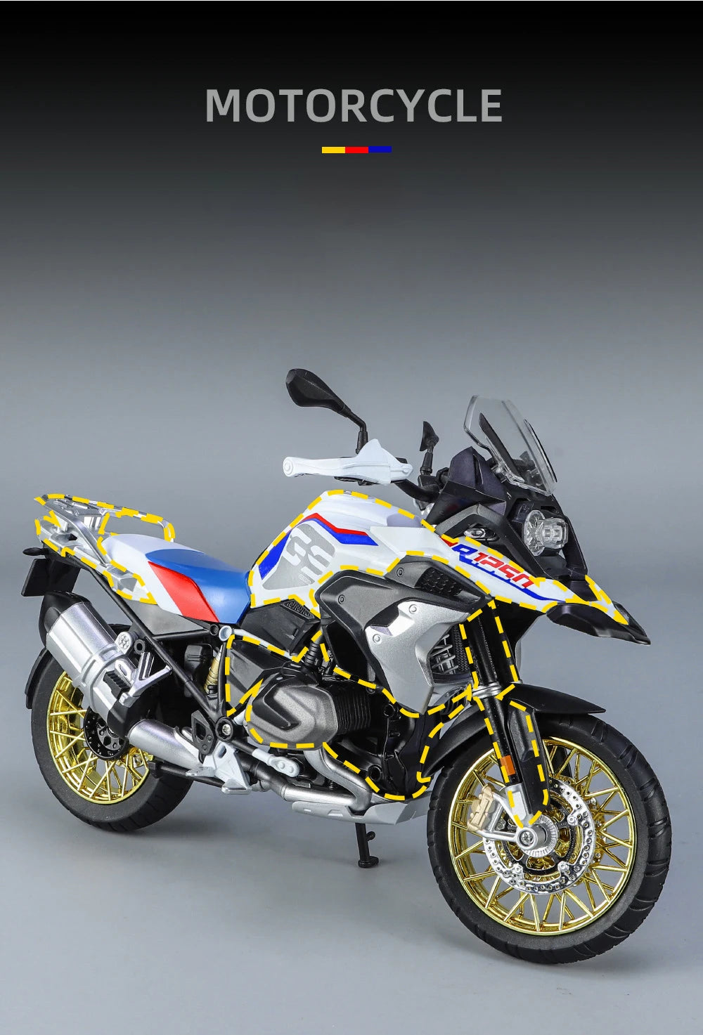 Diecast R1250 GS Adventure Motorcycle Model 1 to 9 Scale