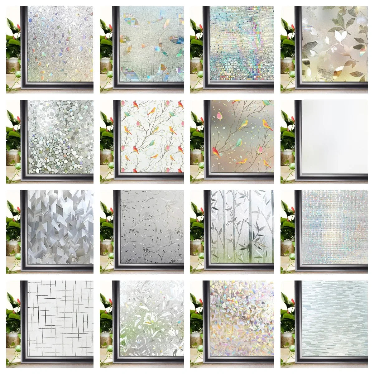 Wide 75/90 Cm Heat Control Rainbow Window Vinyl Security Window Tint Sun Protection Film Non Adhesive Stickers Stained Glass