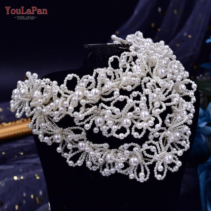 Luxury Wedding Crown Pearl Bride Headband Hair Accessories