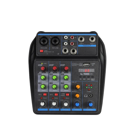 4 Channel DJ Audio Mixer With Bluetooth USB And 48V Phantom Power