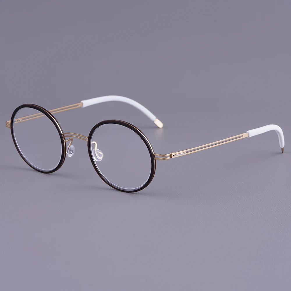 Vintage Round Screwless Titanium Eyeglasses Frame