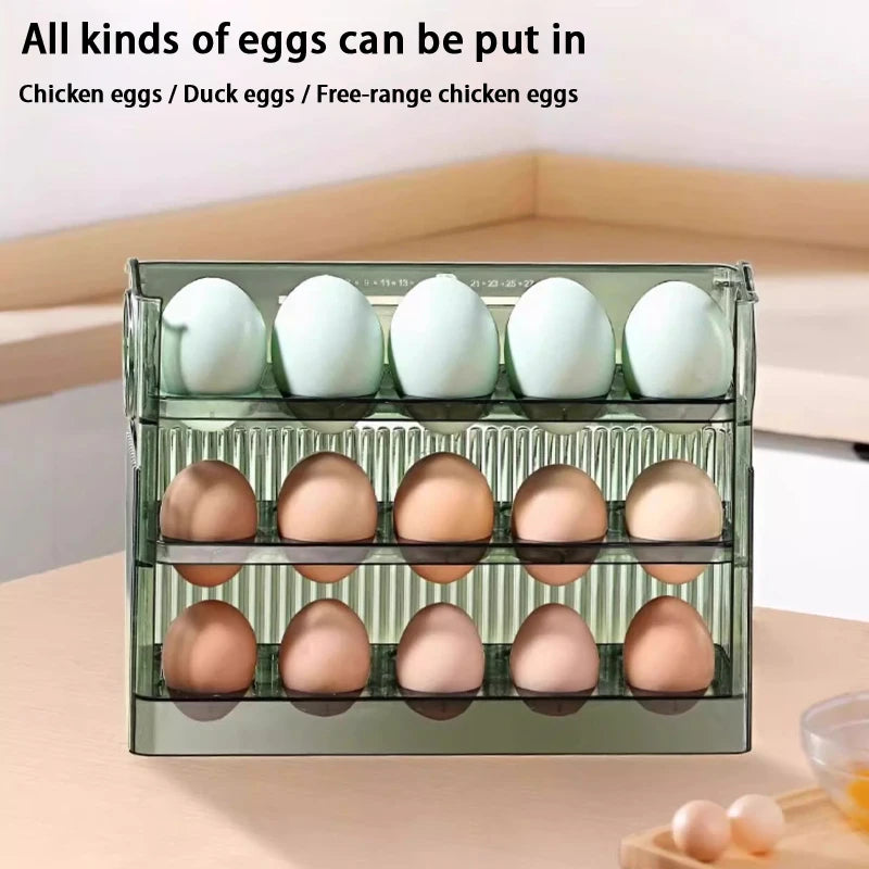Self-Rolling Egg Dispenser – 2-Layer Clear Egg Storage Bin for Fridge Door