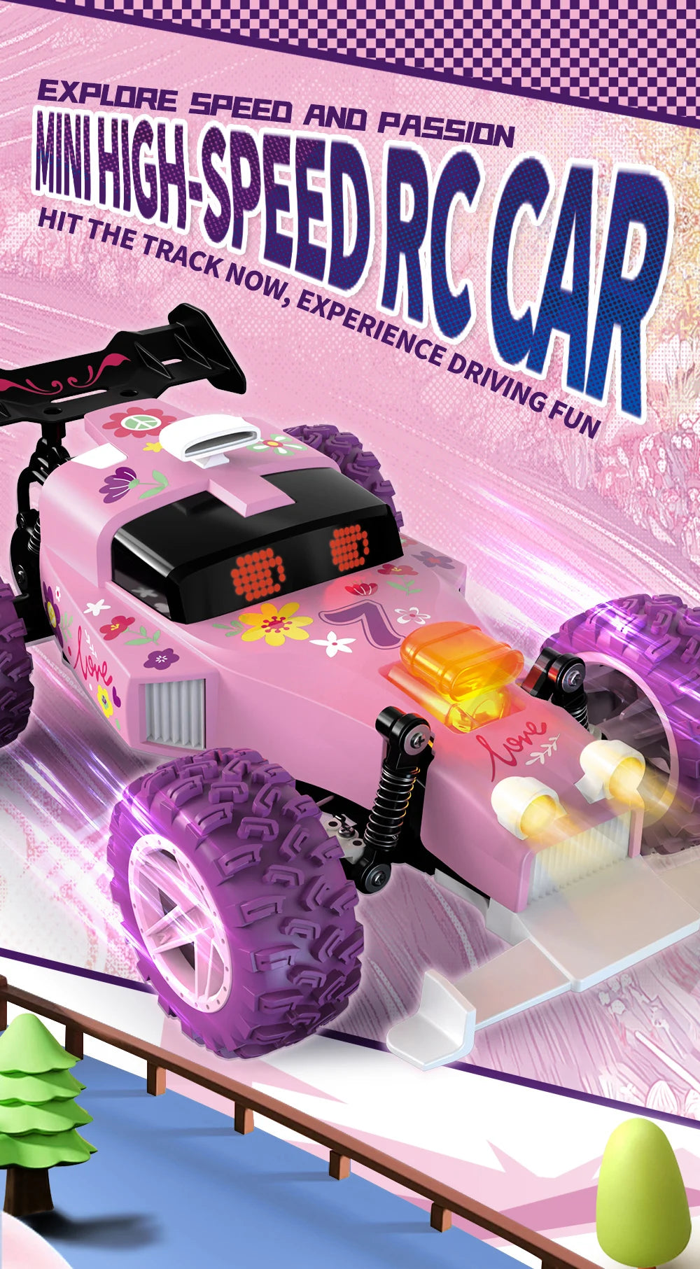High Speed RC Car With LED Lights Sports Off-road 2.4GHz Remote Control Climbing Vehicles Cars Toys for 's Toy