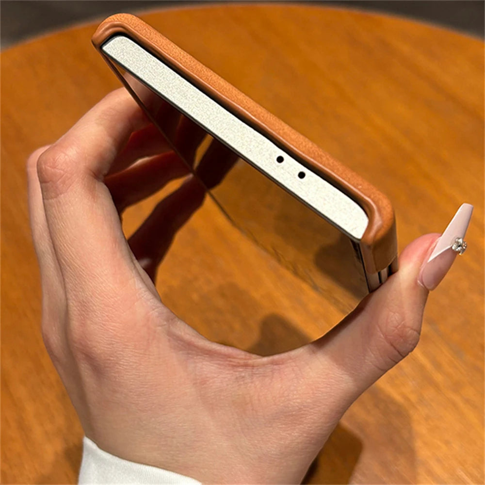 Luxury Leather  For MagSafe Wireless Charging Phone Case For Samsung S23 S24 S25 Ultra Lambskin Solid Color Hard Cover