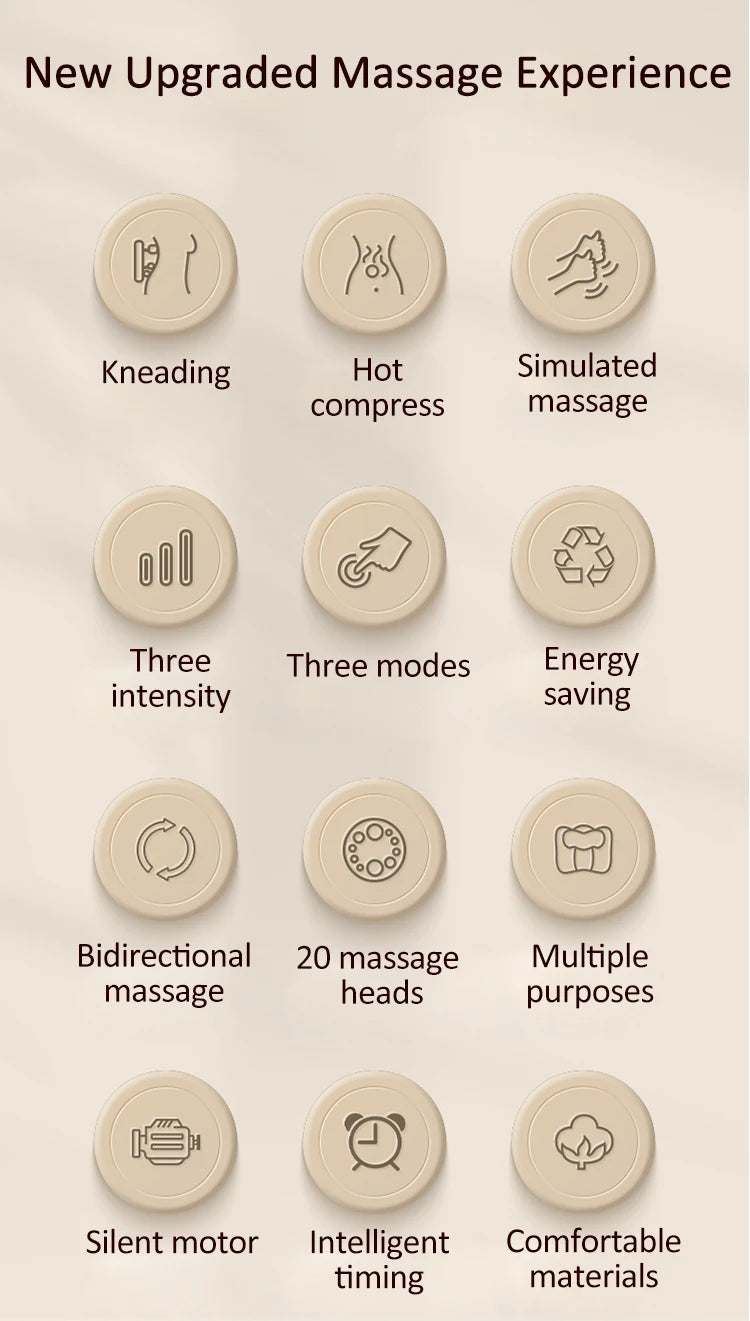 Neck Massage Pillow Cervical Massager Waist Back Shoulder Shiatsu Kneaded Multifunctional Hot Compress Relaxation Gift