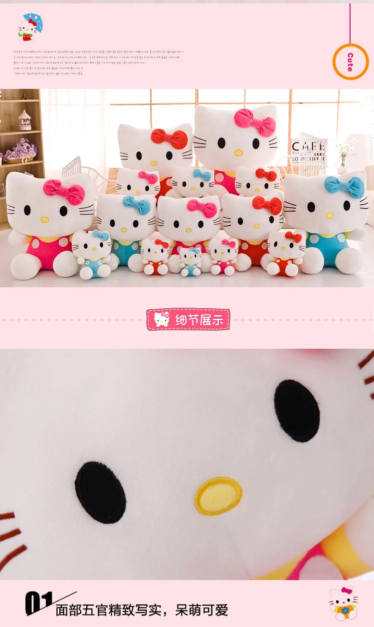 Sanrio Kawaii Hello Kitty Plush Toy KT Cat Stuffed Doll Cute Kitty Soft Toy for Kids Birthday Gift Perfect for Girls and Kids