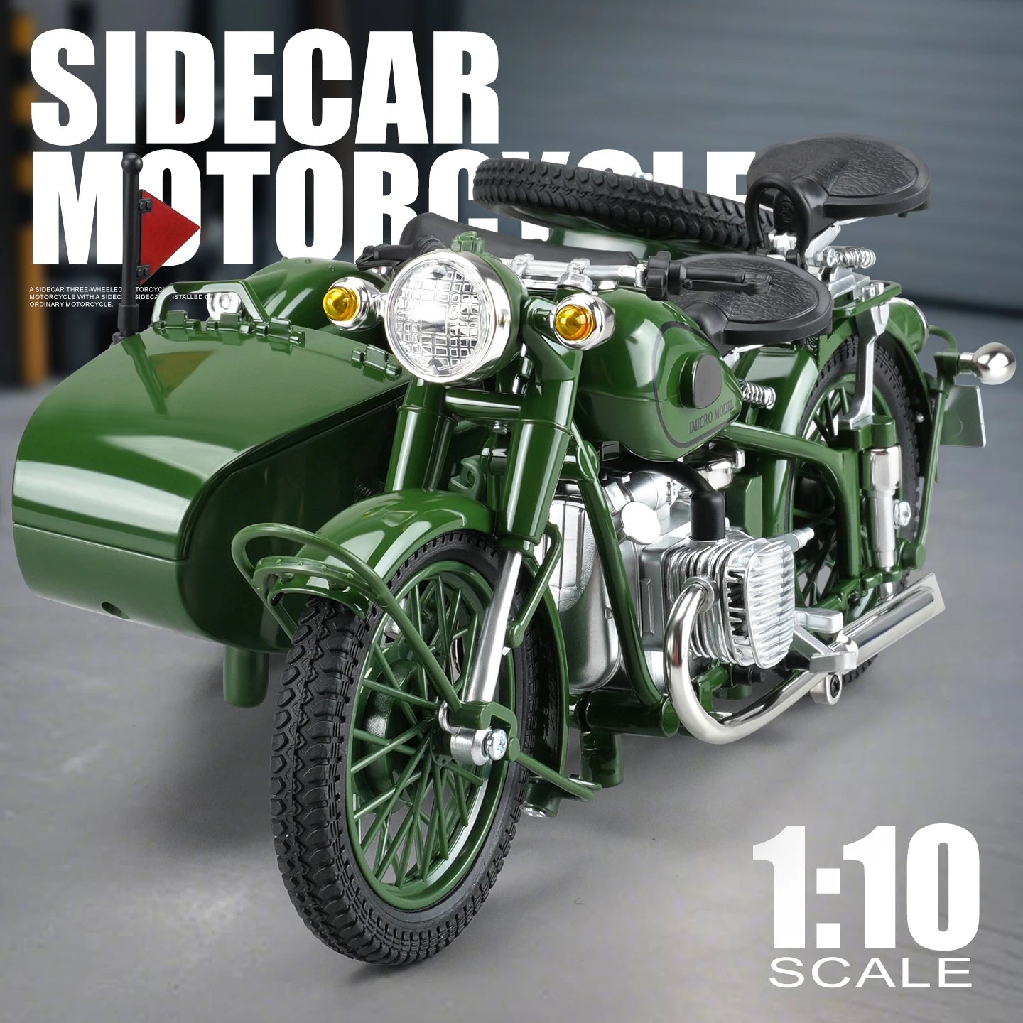 1:10 Tricycle Motorcycle Alloy Die Cast Motorcycle Model Toy Vehicle Collection Sound and Light Off Road Autocycle Toys Car