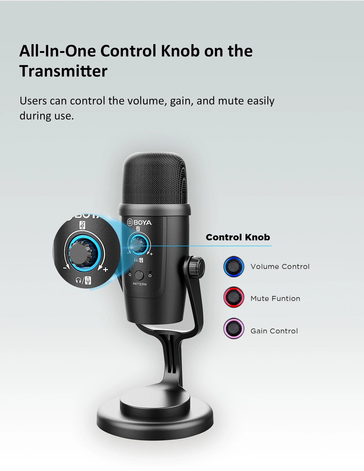 BY-PM500W Desktop Wireless USB Microphone for PC Smartphone Android iPhone Mac Windows Youtube Recording Streaming Gaming