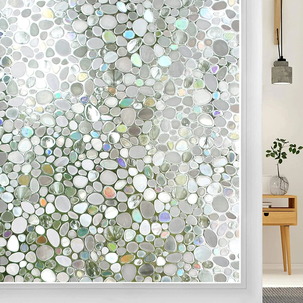 Wide 75/90 cm 3D Vinyl Window Privacy Film, Heat Insulation Rainbow Window Films, UV Protection Decorative Glass Stickers