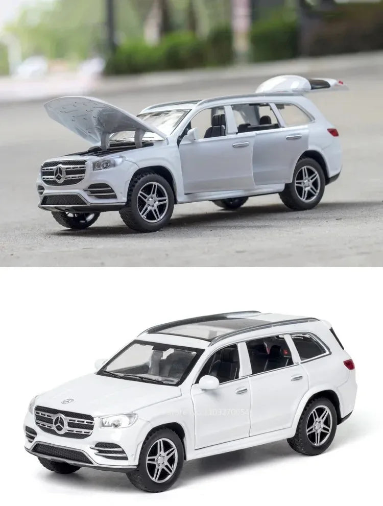 Scale 1:32 500k GLS580 Classic Car Model Toy Doors Opened Alloy Body Rubber Tire Vehicle Sound Light Models Collection Boys Gift