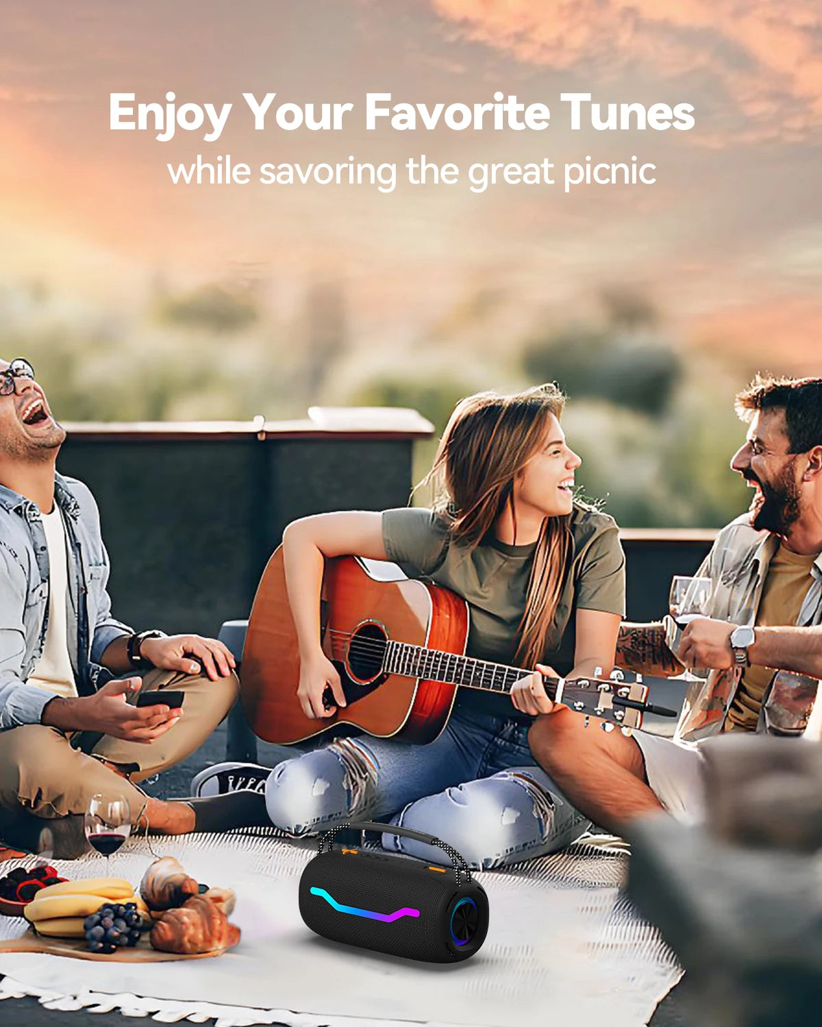 Puremic Portable Bluetooth Speaker with HD Sound, IPX6 Waterproof, Up to 18H Playtime, Karaoke Machine for Home/Party/Outdoor