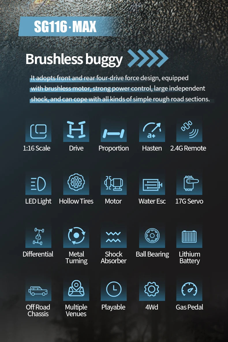 ZLL SG116 MAX/PRO 1:16 High Speed Drift Racing 80KM/H Or 40KM/H Brushless Motor 4WD RC Car Off Road Car Toys