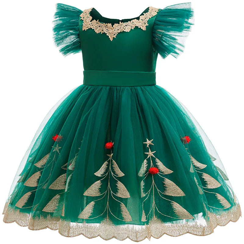 Christmas Green Princess Party Gown Formal Evening Dress