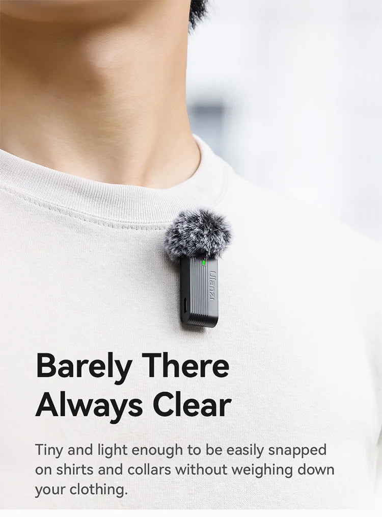 Wireless Lavalier Microphone for iPhone Android Camera Dual Mic with Charging Case