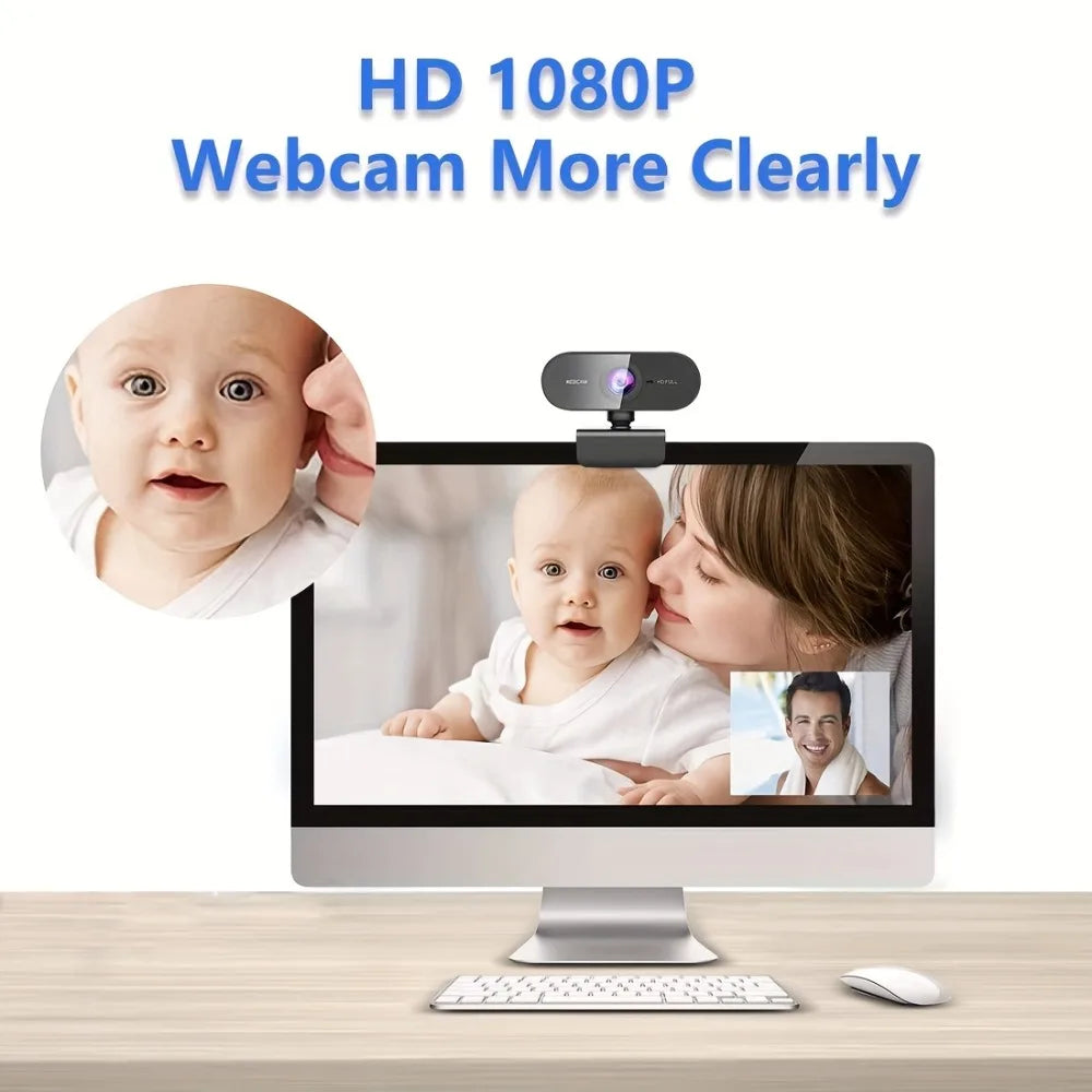Webcam 1080P Web Cam for Pc Drive-free USB Rotatable Camera with Microphone for Desktop Computer for Video Calling Conference