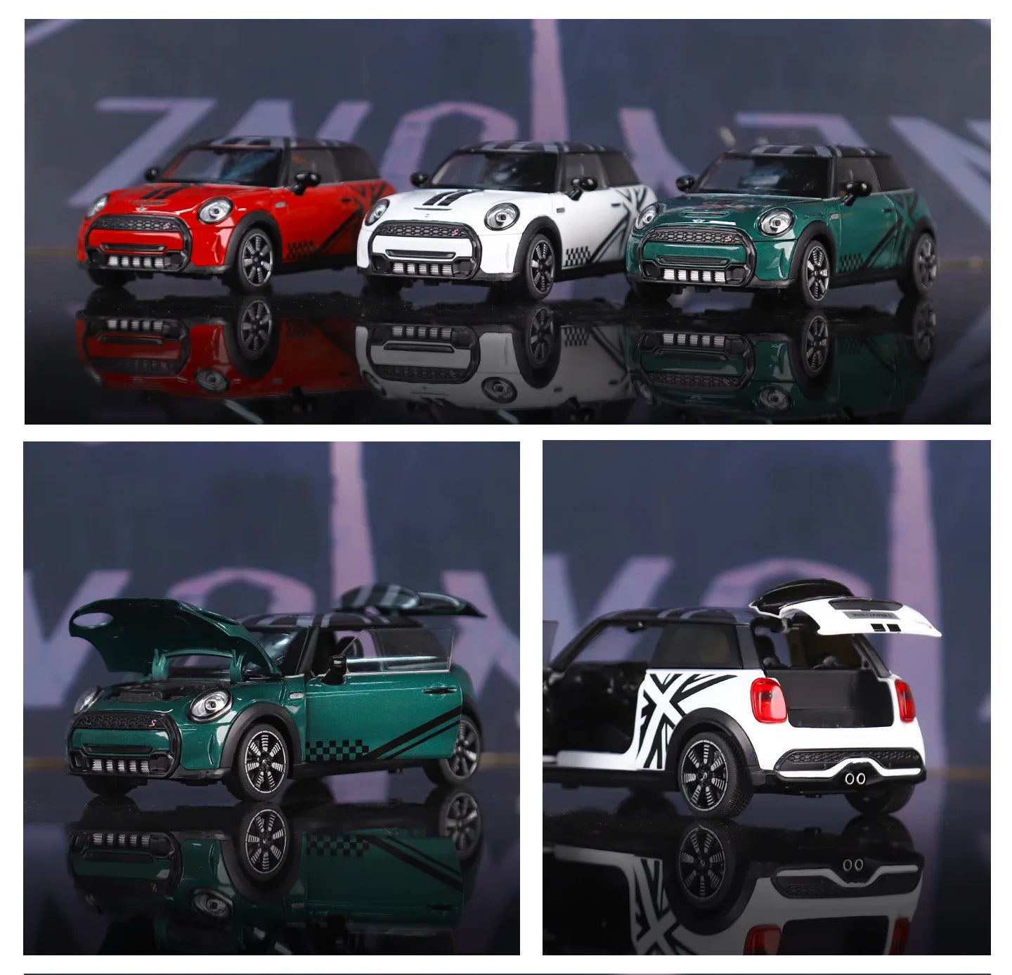 1 24 Scale Mini Cooper S Modified Diecast Pull Back Model Car with Sound and Light