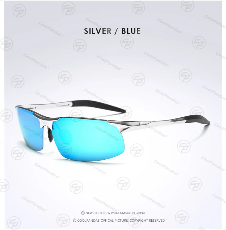 Aluminum Polarized Sunglasses UV400 Anti-Glare Driving Glasses Outdoor Rectangle Shades for Men