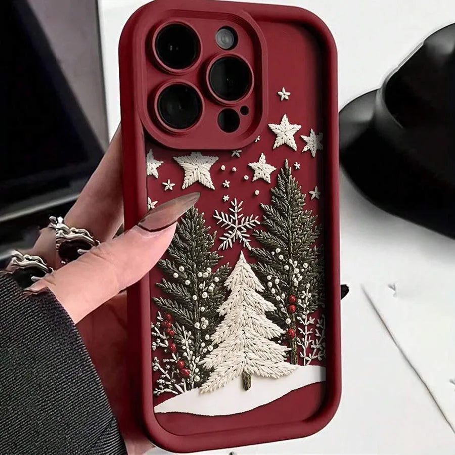 Winter Christmas Tree Design Pattern Phone Case For iPhone 17 16 Pro Max Air 15 14 16e Cover