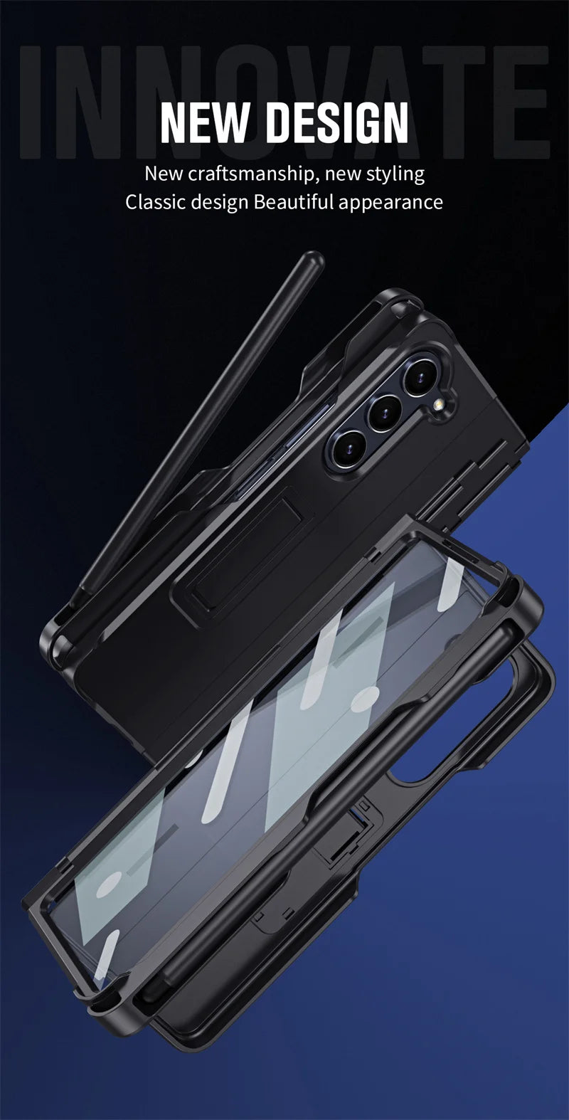 Phone Case With Pen Slot Stylus Hinge bracket Shell Membrane For Samsung Galaxy Z Fold 5 4 3 Case All-Inclusive Z Fold 6 3 Cover