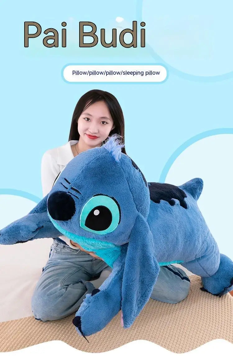 Giant 100cm Disney Stitch Plush Stuffed Doll Blue Kawaii Cartoon Animal Sofa Sleeping Soft Pillow Toys Kids Girls Birthday Gift