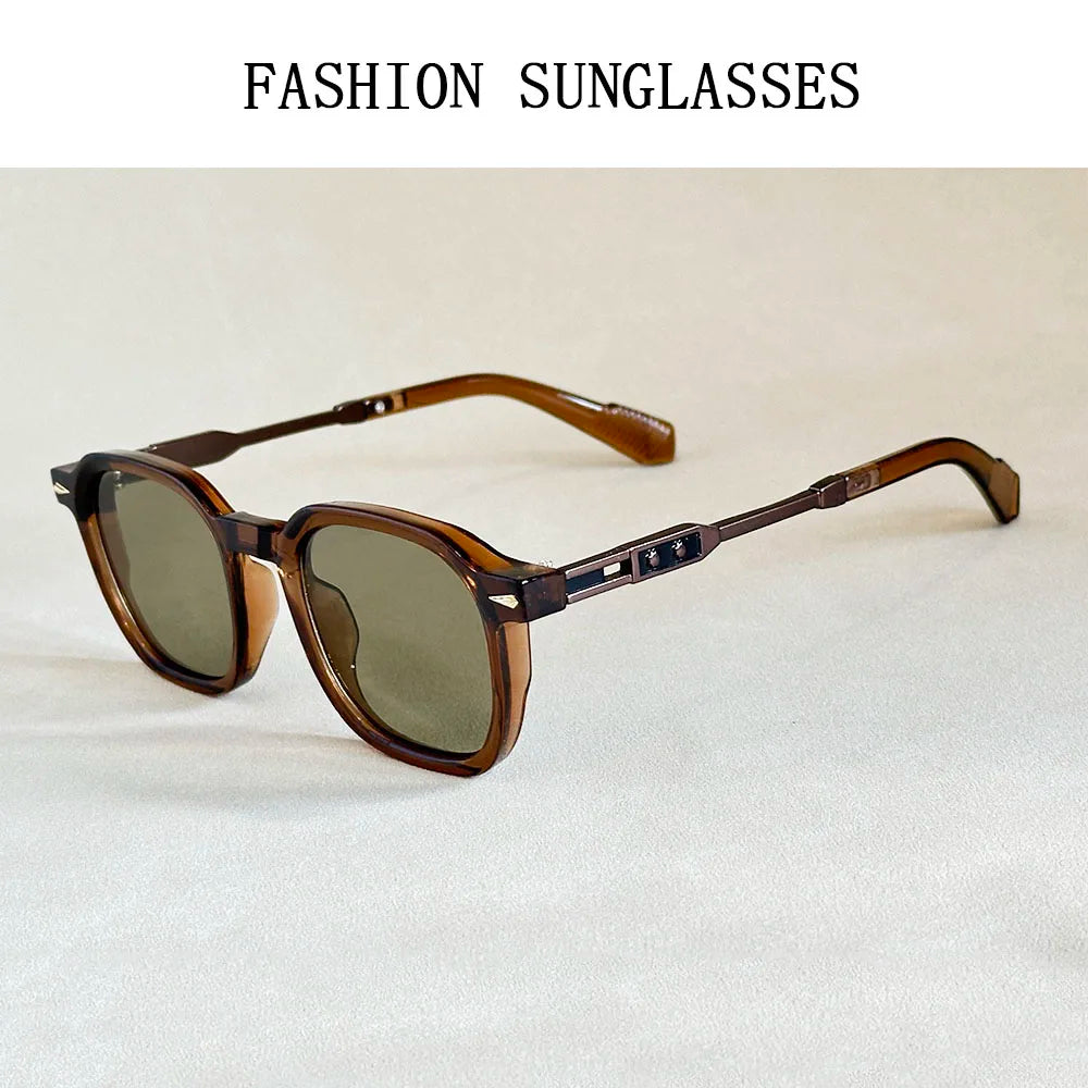 Vintage Square Acetate Frame Sunglasses With UV400 Protection
