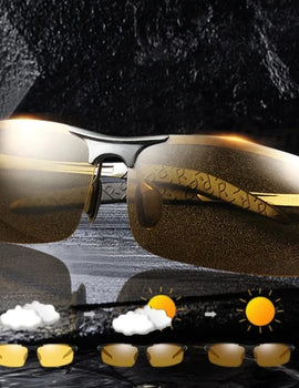 Polarized Photochromic Sunglasses for Men Anti Glare Day and Night Driving Glasses