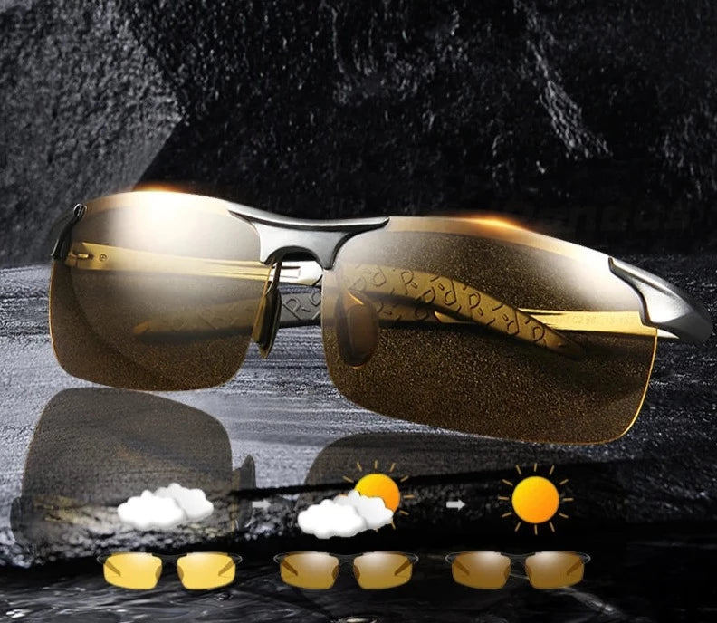 Polarized Photochromic Sunglasses for Men Anti Glare Day and Night Driving Glasses