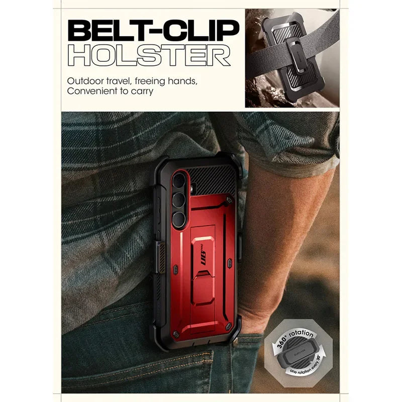 For Samsung Galaxy S24 Case UB Pro Heavy Duty Rugged Case with 2 Front Frames Built-in Screen Protector & Kickstand